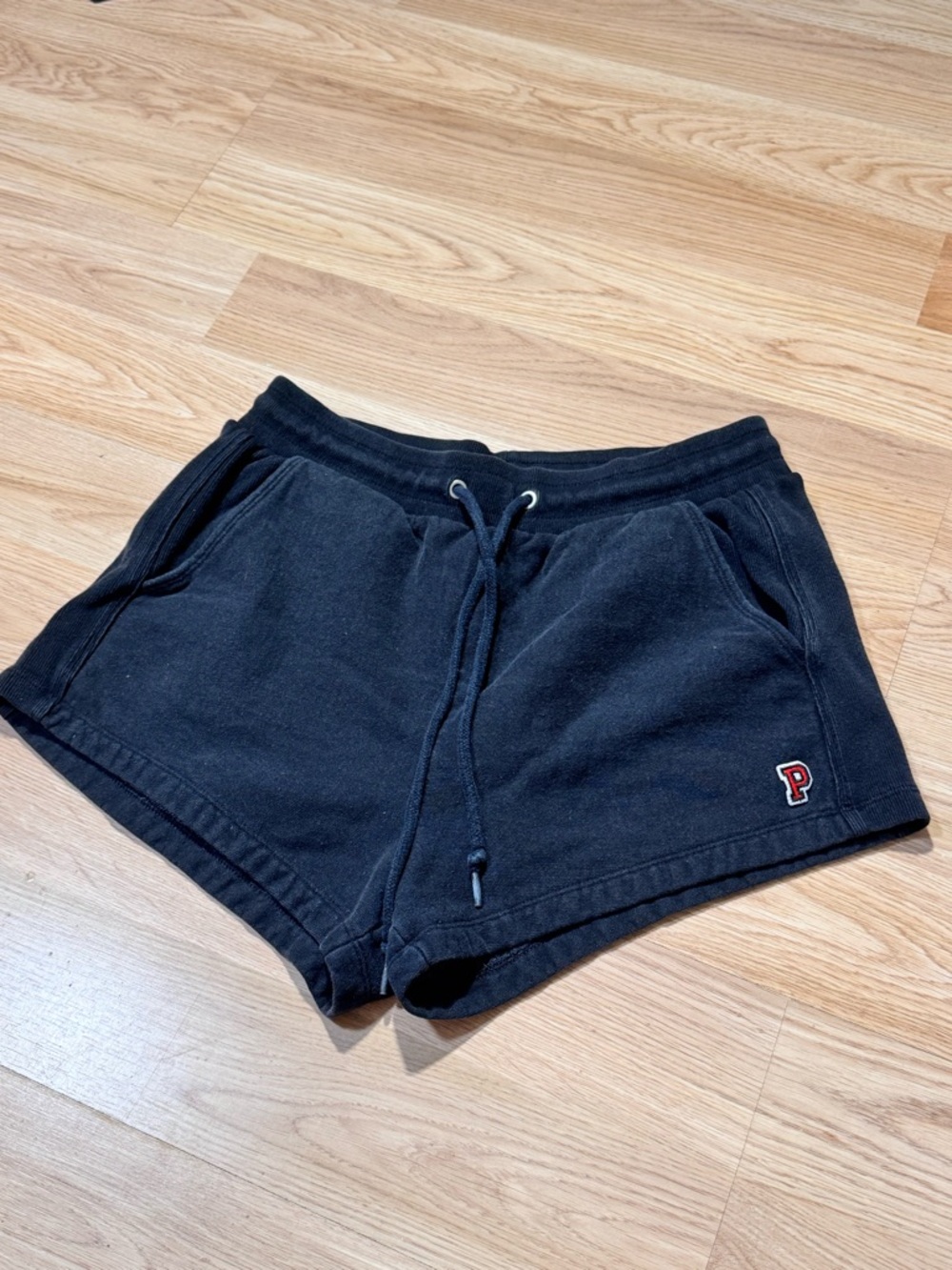 PINK | Black Varsity Logo Athletic Shorts